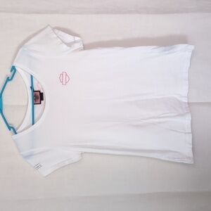 Harley Davidson White Tee Breast Cancer Awareness Size Large